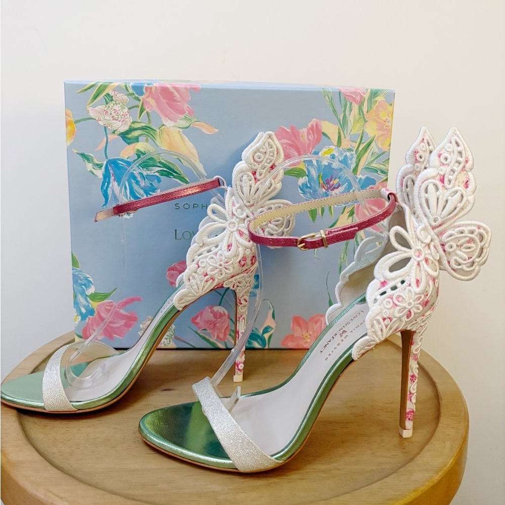 New Sophia Webster x LoveShackFancy Chiara Butterfly Heels - Picture 10 of 13